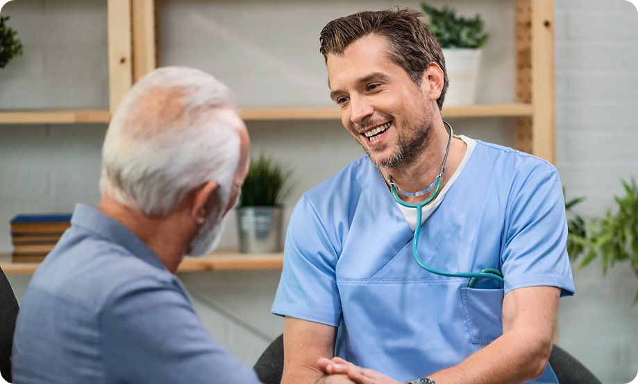 Healthcare professional with patient