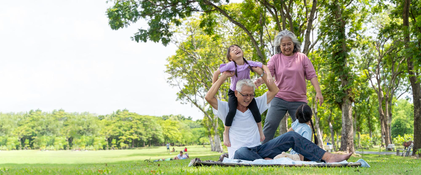Happy family outdoors
